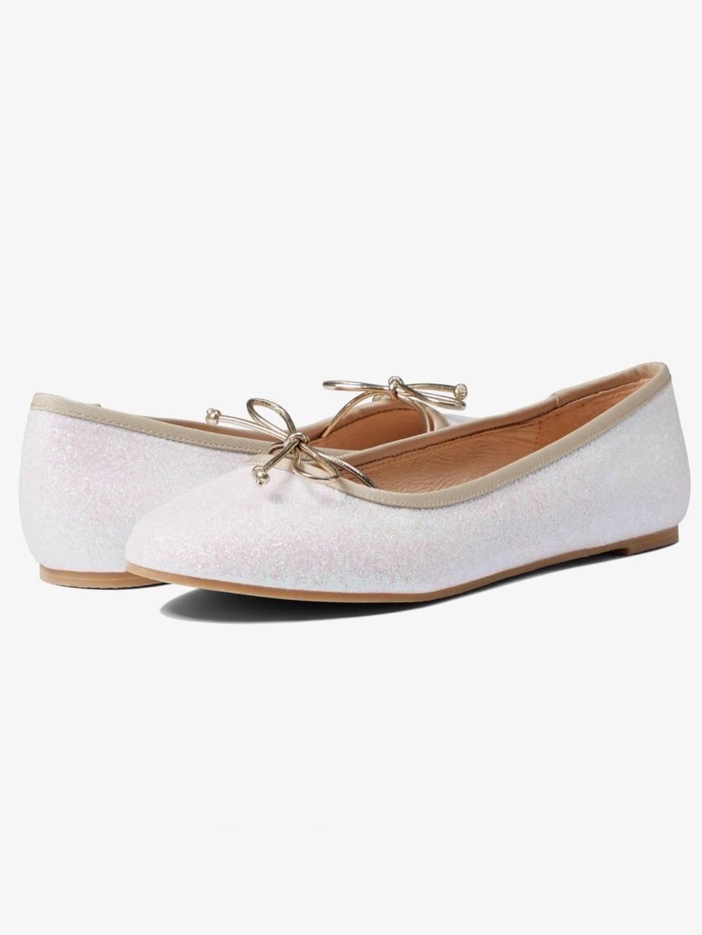Jack Rogers Serena White Glitter Bow Ballet Flats